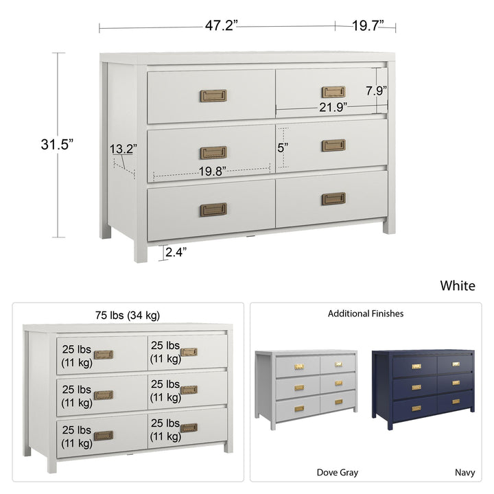 Monarch Hill Haven 6 Drawer Kids’ Dresser - White