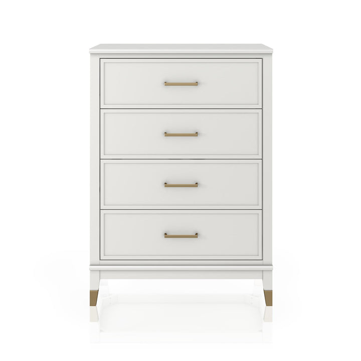 Westerleigh 4 Drawer Dresser with Gold Accents - White