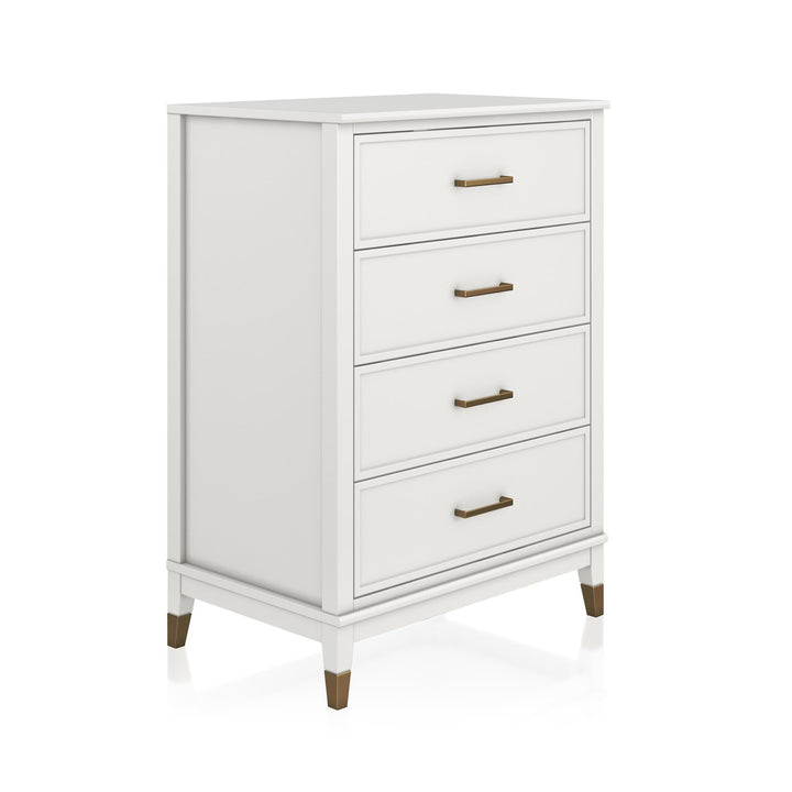 Westerleigh 4 Drawer Dresser with Gold Accents - White