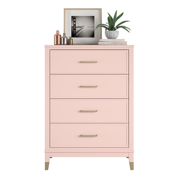 Westerleigh 4 Drawer Dresser with Gold Accents - Pale Dogwood