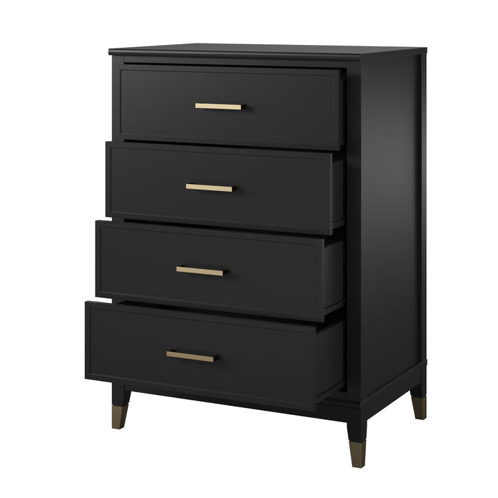 Westerleigh 4 Drawer Dresser with Gold Accents - Black