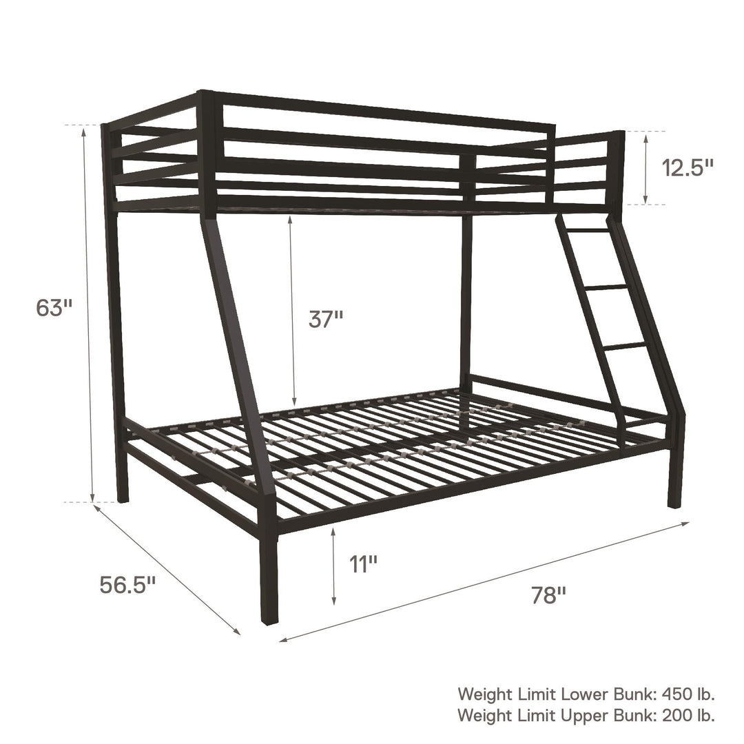 Lara Premium Twin over Full Metal Bunk Bed - Black - Twin-Over-Full