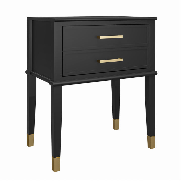 Westerleigh 2 Drawer Nightstand with Gold Accents - Black