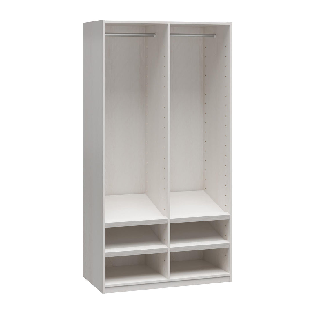 Perry Park Modular Extra Wide Wardrobe with Adjustable Open Shelves and Clothing Rods - Ivory Oak