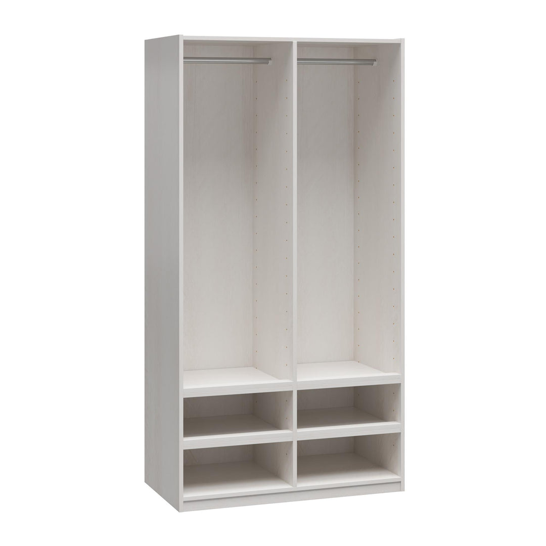 Perry Park Modular Extra Wide Wardrobe with Adjustable Open Shelves and Clothing Rods - Ivory Oak