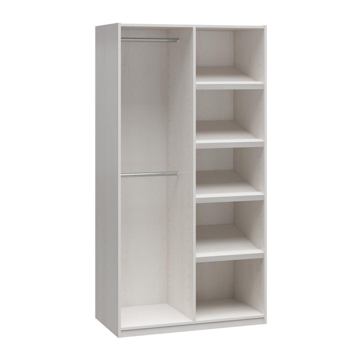 Perry Park Modular Extra Wide Wardrobe with Adjustable Open Shelves and Clothing Rods - Ivory Oak