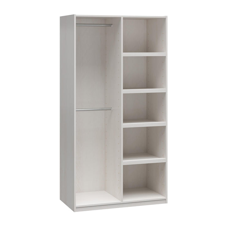 Perry Park Modular Extra Wide Wardrobe with Adjustable Open Shelves and Clothing Rods - Ivory Oak