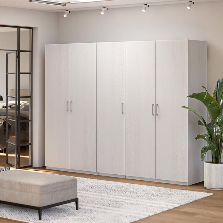 Perry Park Modular Extra Wide Wardrobe with Adjustable Open Shelves and Clothing Rods - Ivory Oak