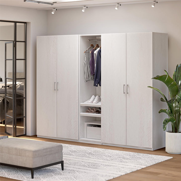 Perry Park Modular Extra Wide Wardrobe with Adjustable Open Shelves and Clothing Rods - Ivory Oak