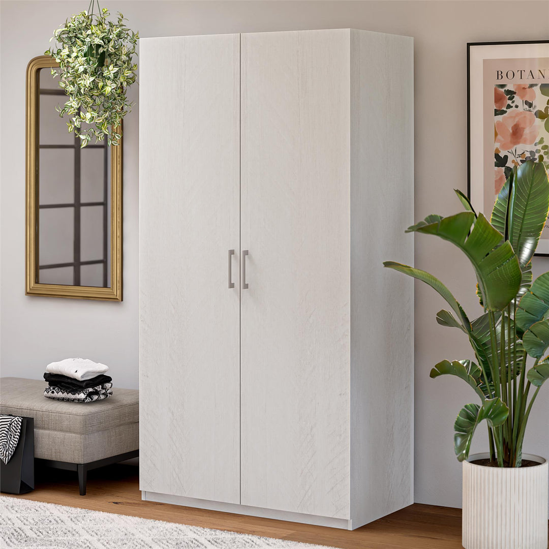 Perry Park Modular Extra Wide Wardrobe with Adjustable Open Shelves and Clothing Rods - Ivory Oak