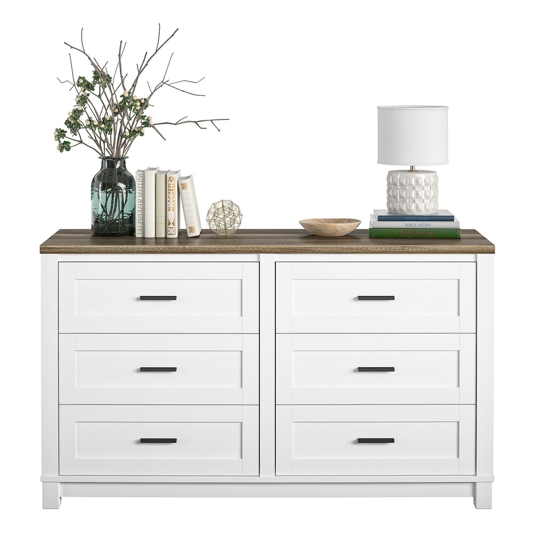 Chapel Hill Modern Farmhouse 6 Drawer Dresser - White