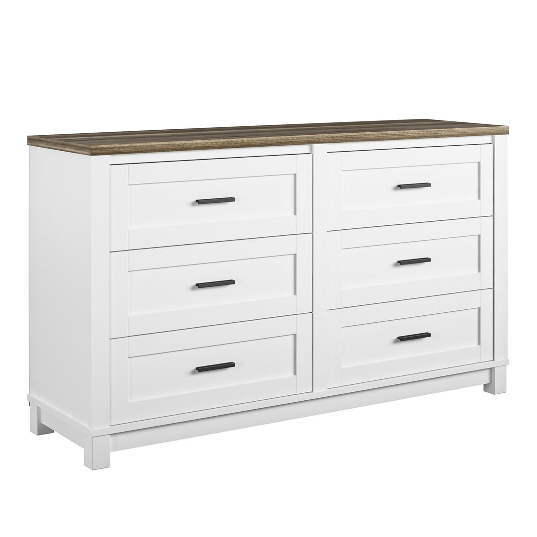 Chapel Hill Modern Farmhouse 6 Drawer Dresser - White