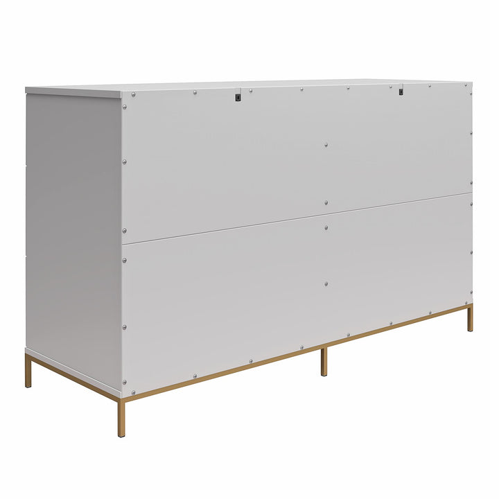 Effie 6 Drawer Dresser with Lucite Gold Pulls and a Gold Metal Legs - Gray