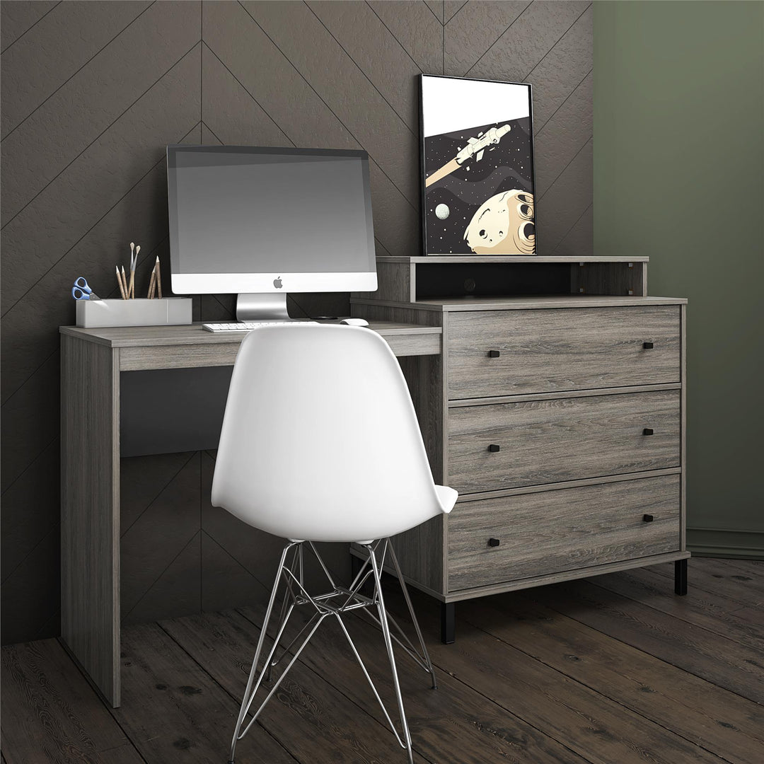 Novogratz Kalissa Dresser Desk Combo with Wireless Charger - Gray Oak