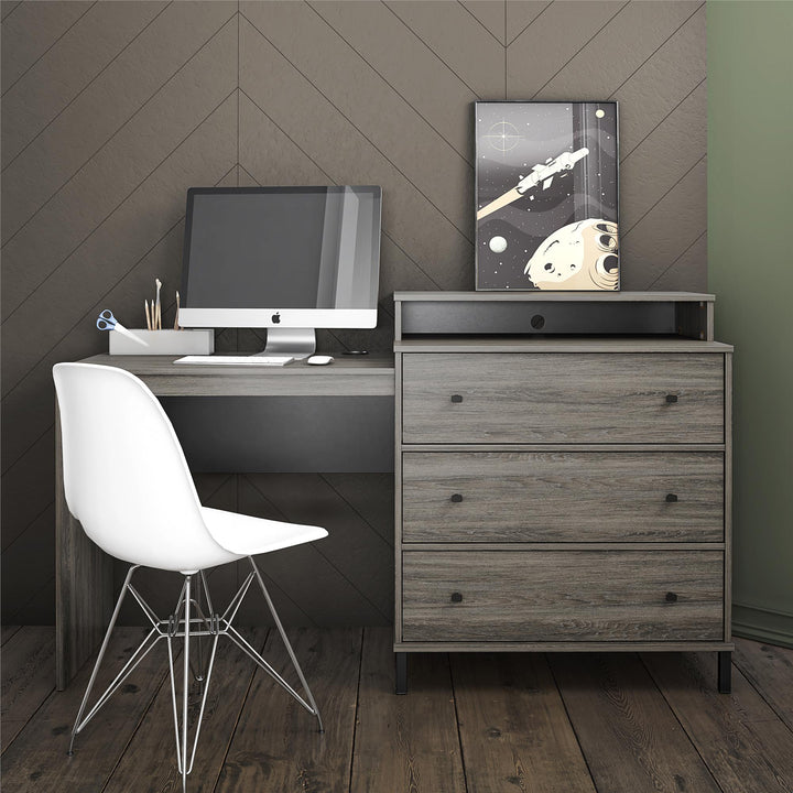 Novogratz Kalissa Dresser Desk Combo with Wireless Charger - Gray Oak