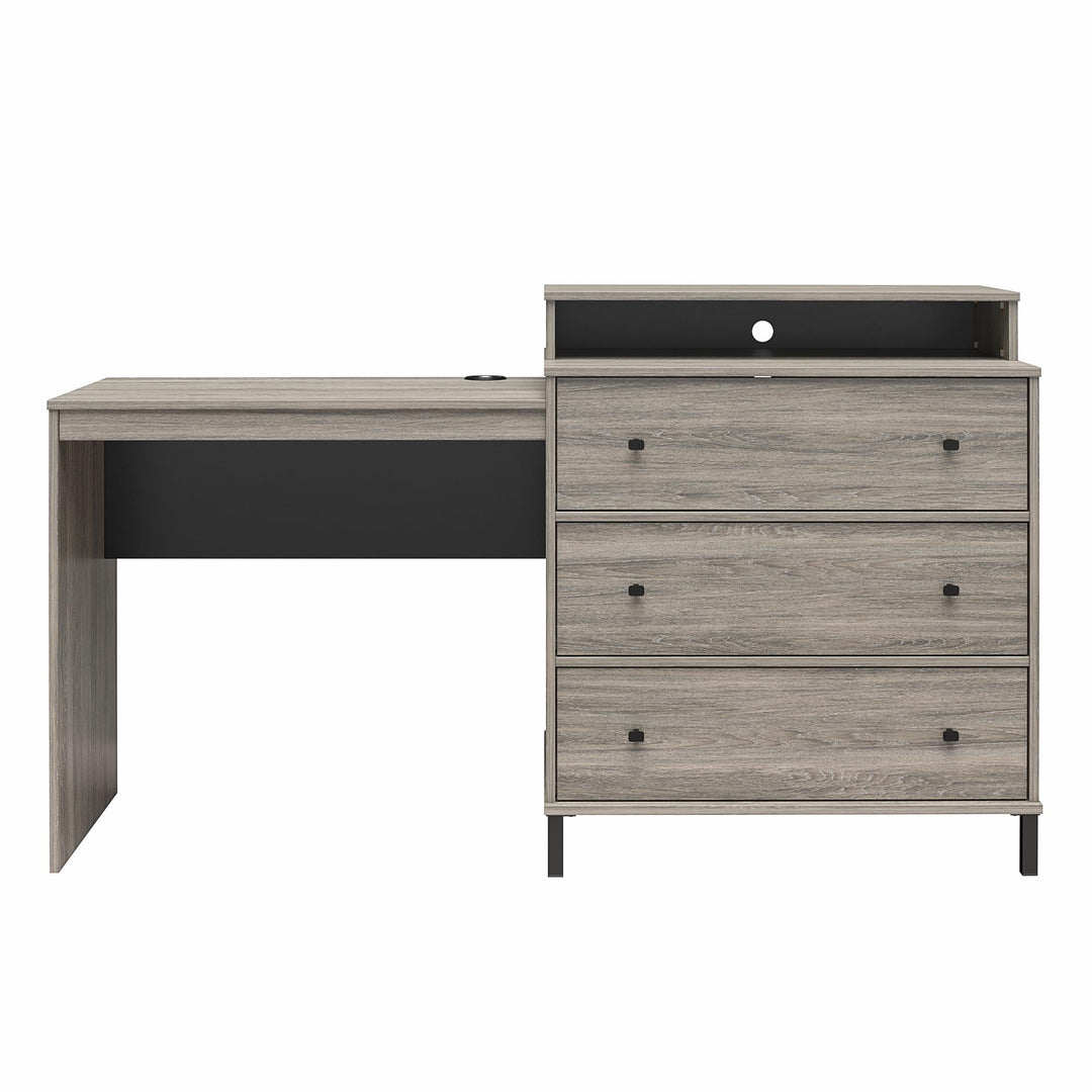 Novogratz Kalissa Dresser Desk Combo with Wireless Charger - Gray Oak