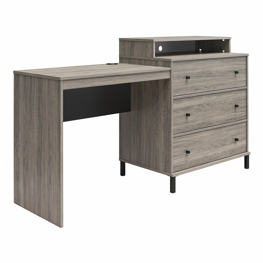 Novogratz Kalissa Dresser Desk Combo with Wireless Charger - Gray Oak