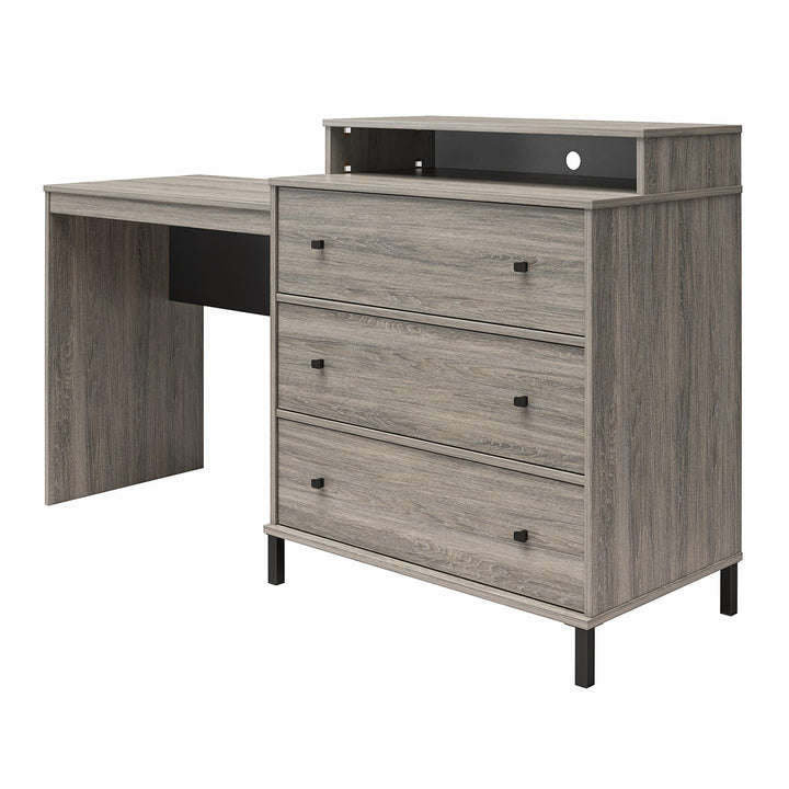 Novogratz Kalissa Dresser Desk Combo with Wireless Charger - Gray Oak