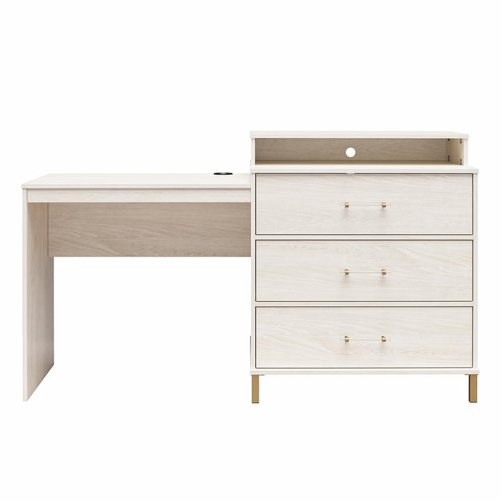 Kalissa Dresser Desk Combo with Wireless Charger - White Oak