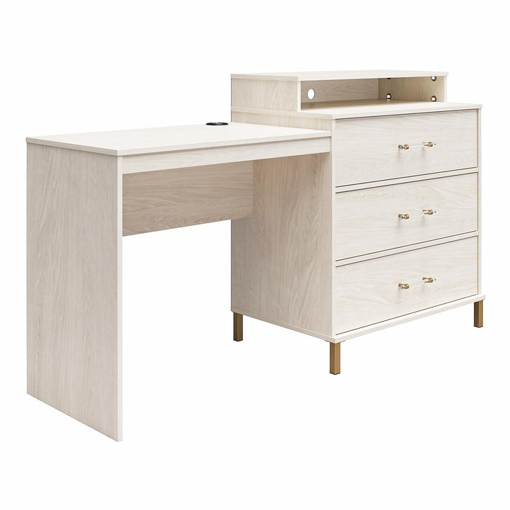 Kalissa Dresser Desk Combo with Wireless Charger - White Oak