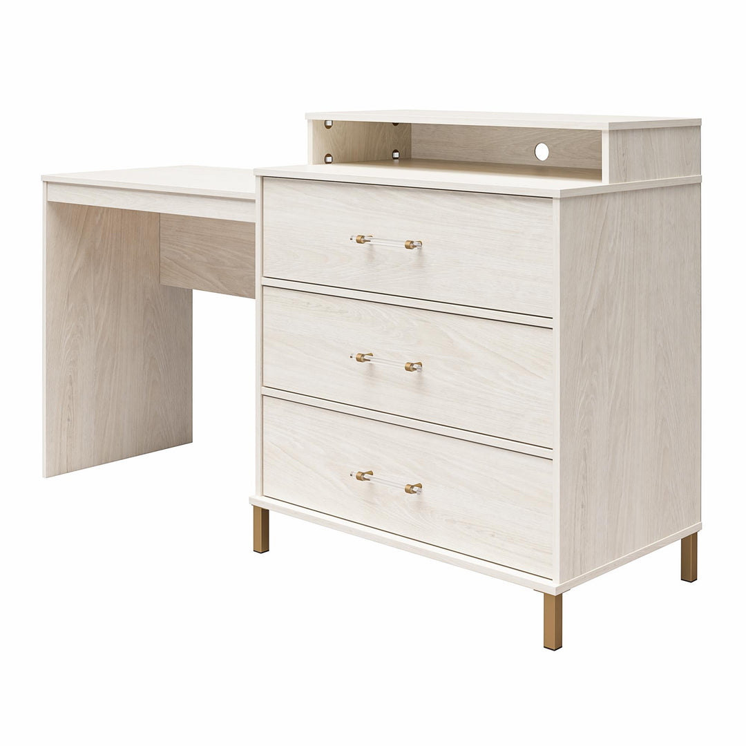 Kalissa Dresser Desk Combo with Wireless Charger - White Oak