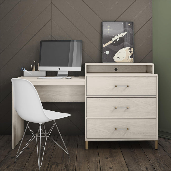 Kalissa Dresser Desk Combo with Wireless Charger - White Oak