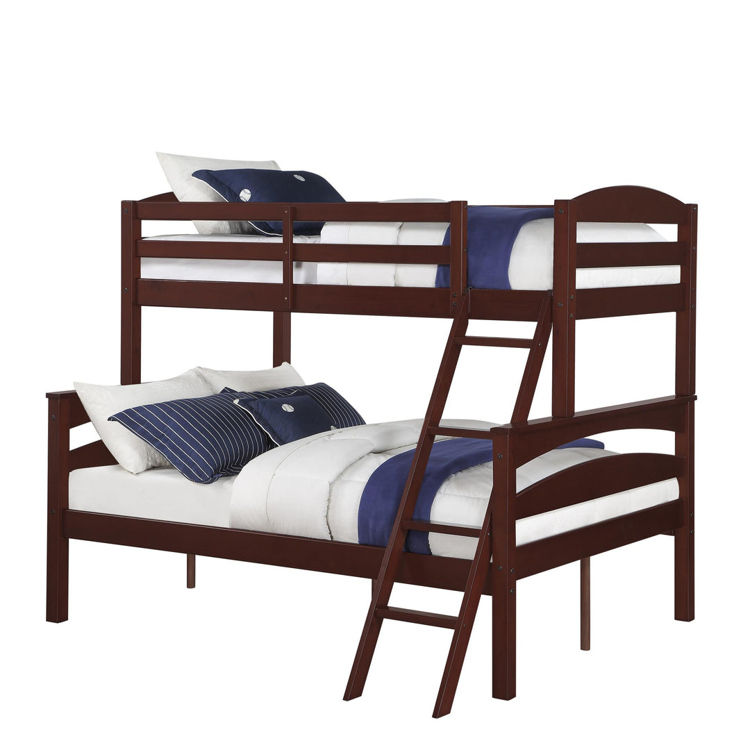 Brady Twin over Full Wooden Bunk Bed Frame with Ladder - Espresso