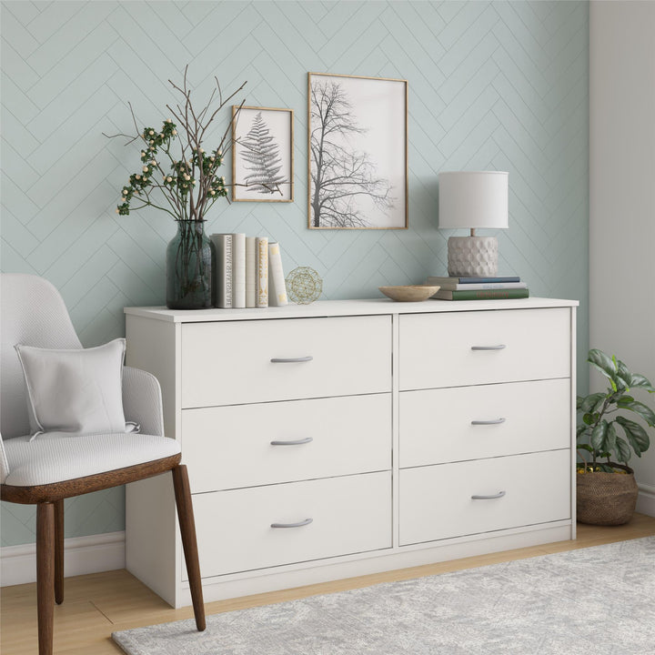 Milani 6 Drawer Wide Dresser - White