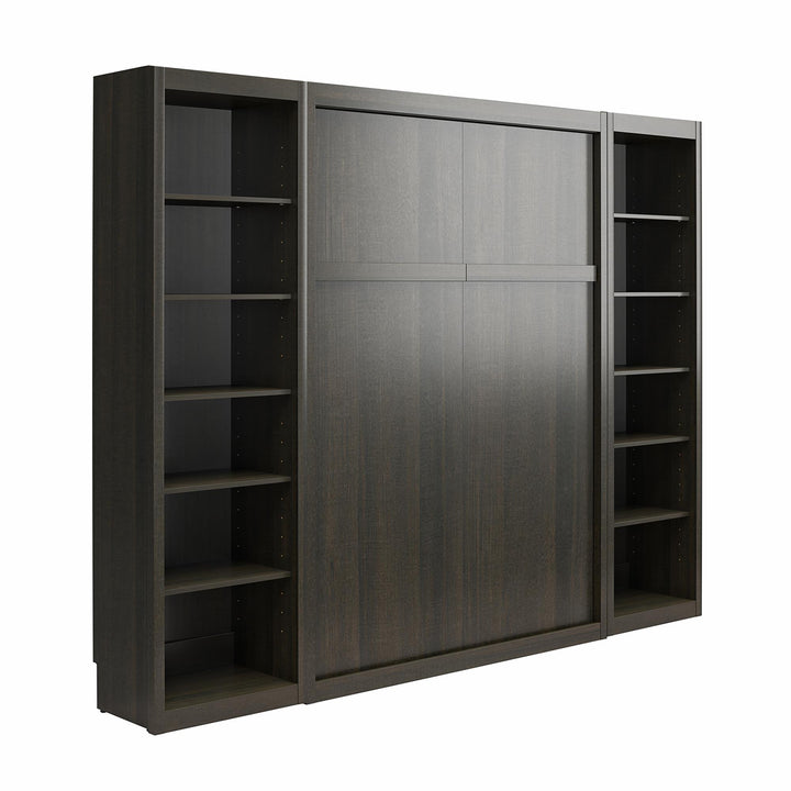 Paramount Murphy Bed with 2 Open Storage Side Cabinets - Espresso - Full