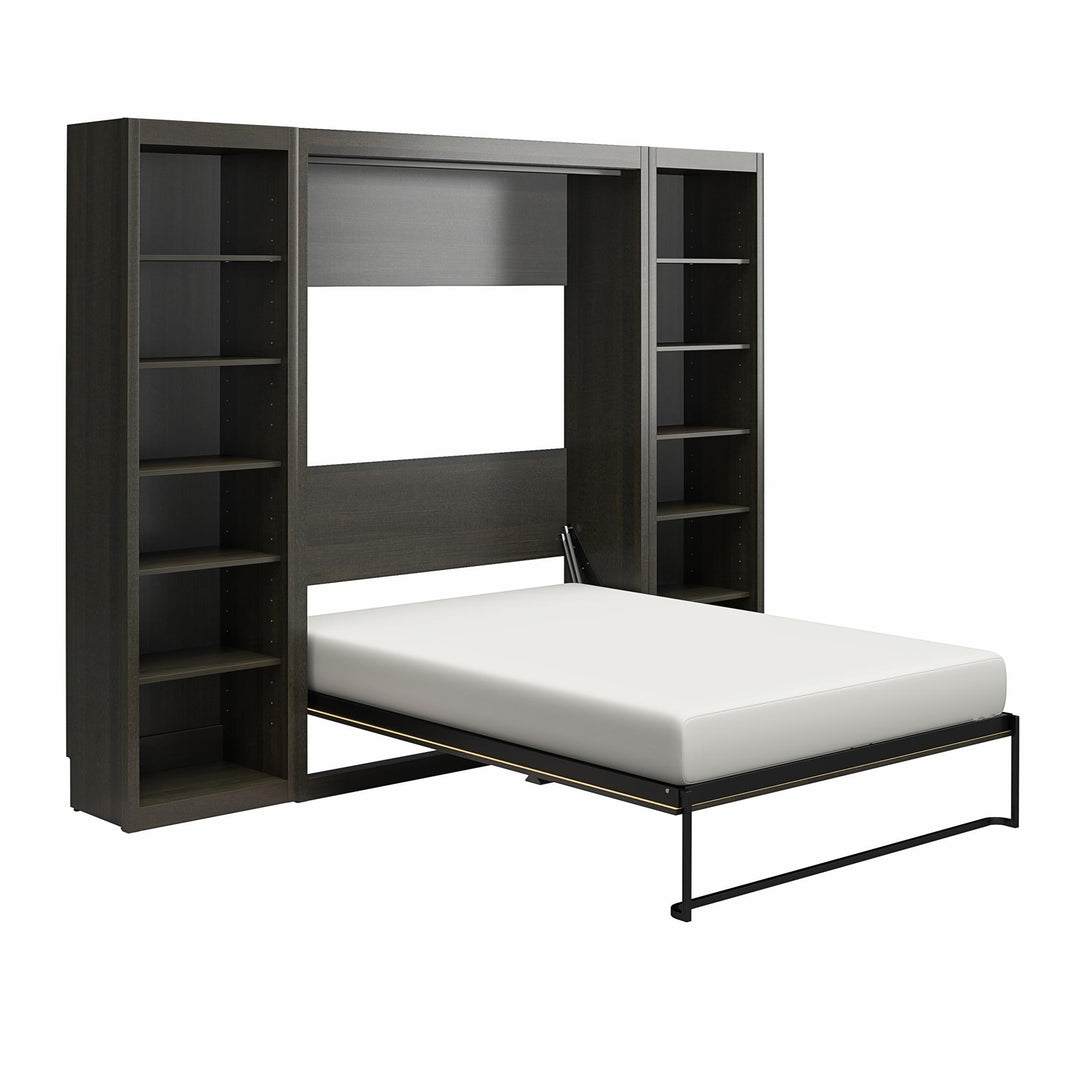 Paramount Murphy Bed with 2 Open Storage Side Cabinets - Espresso - Full