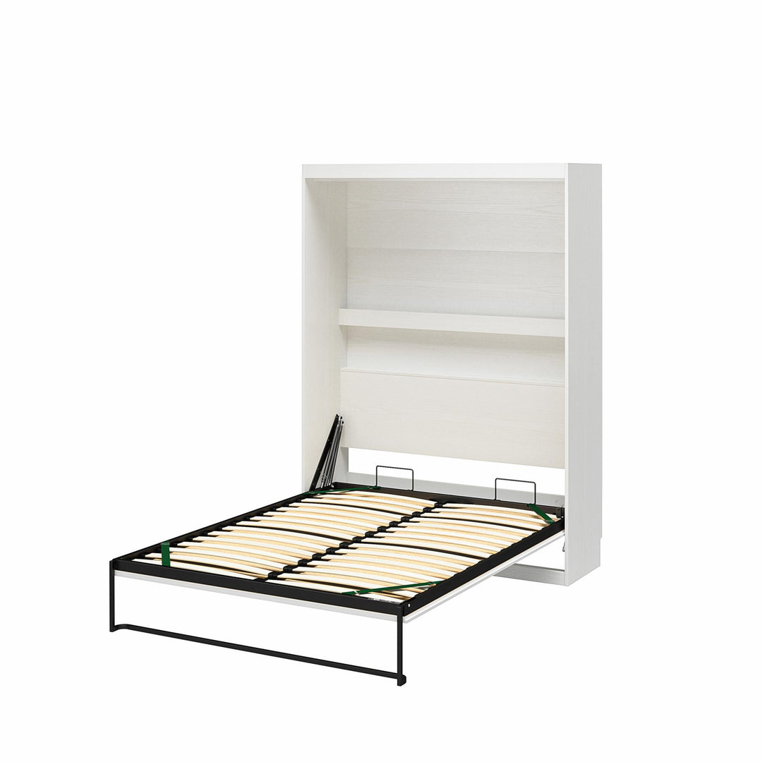 Her Majesty Murphy Bed with Gallery Shelf - White - Full