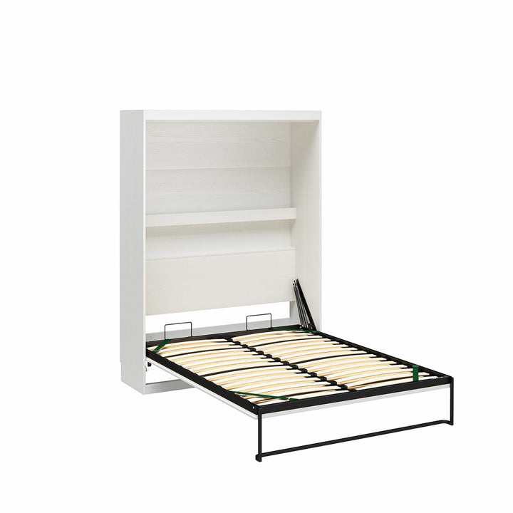 Her Majesty Murphy Bed with Gallery Shelf - White - Full