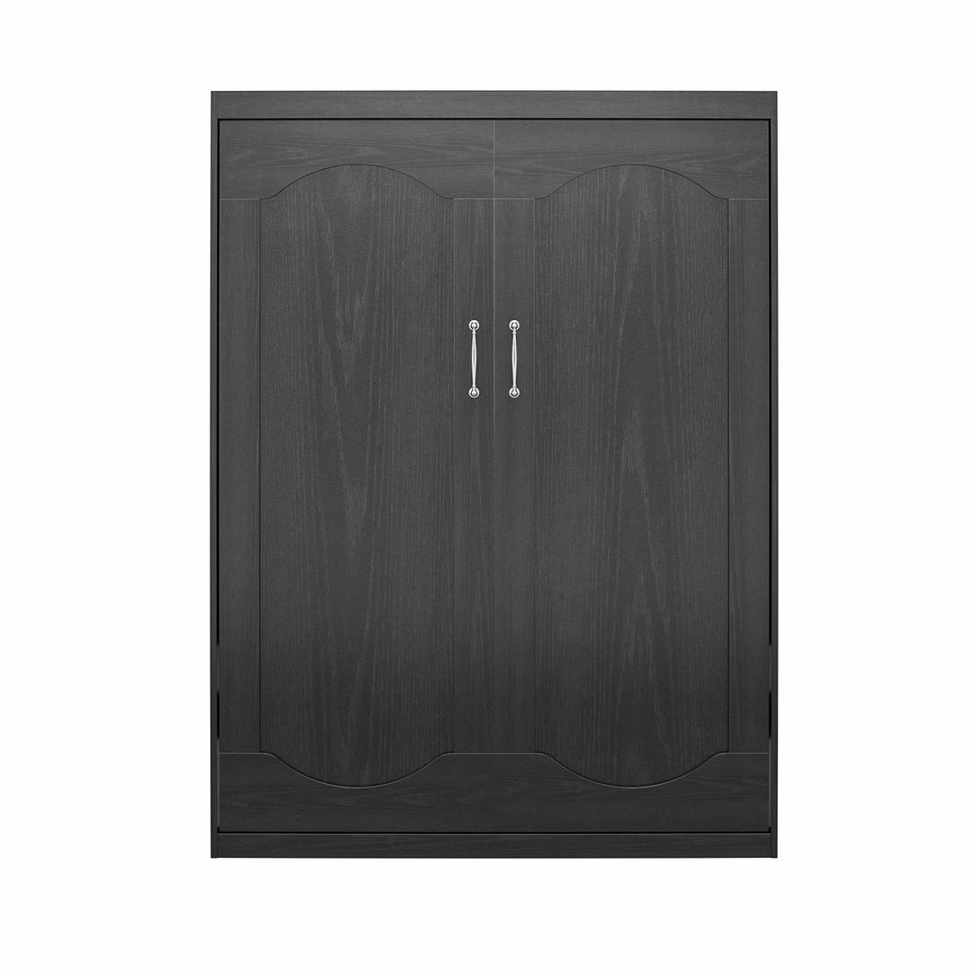 Her Majesty Murphy Bed with Gallery Shelf - Black Oak - Full