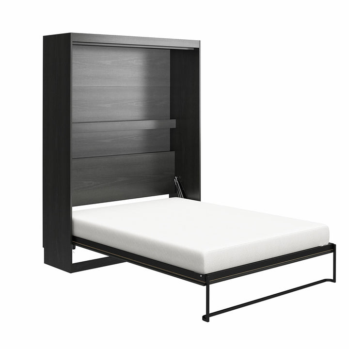 Her Majesty Murphy Bed with Gallery Shelf - Black Oak - Full