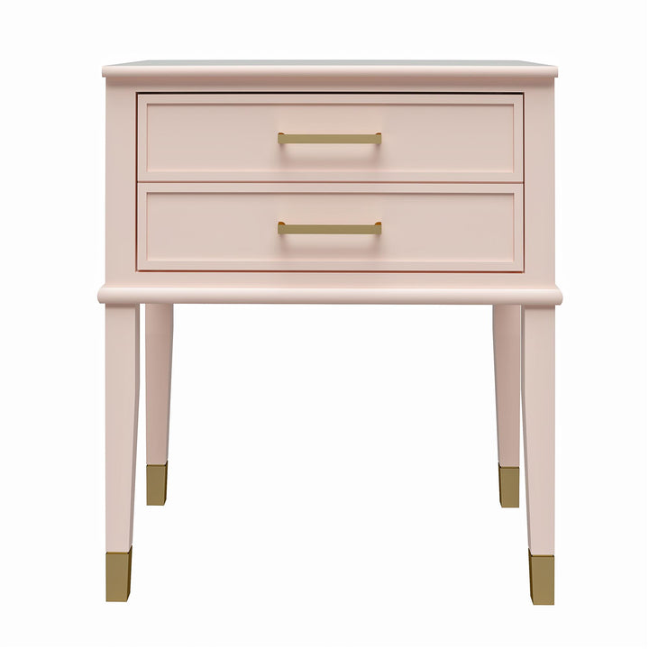 Westerleigh 2 Drawer Nightstand with Gold Accents - Pale Dogwood