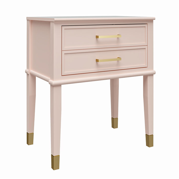 Westerleigh 2 Drawer Nightstand with Gold Accents - Pale Dogwood