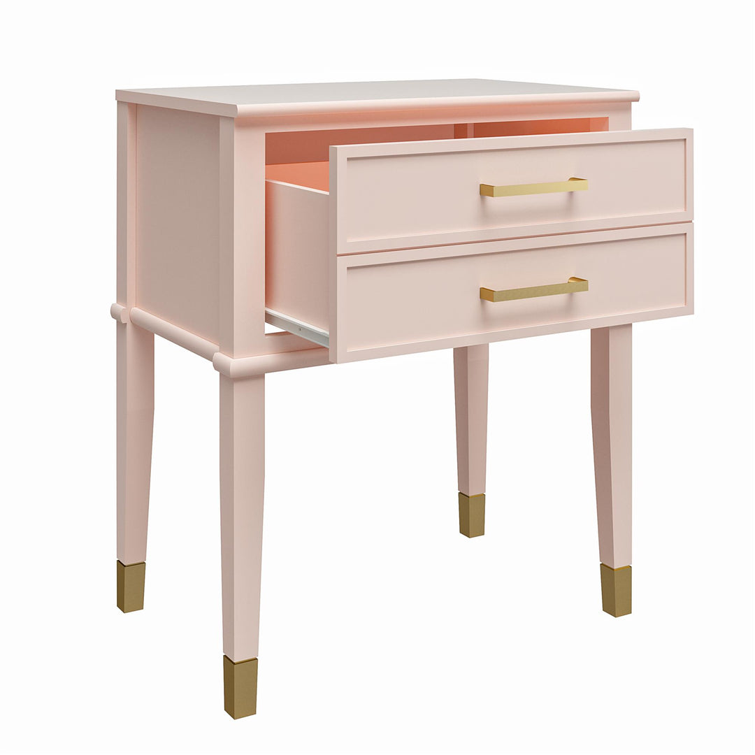 Westerleigh 2 Drawer Nightstand with Gold Accents - Pale Dogwood