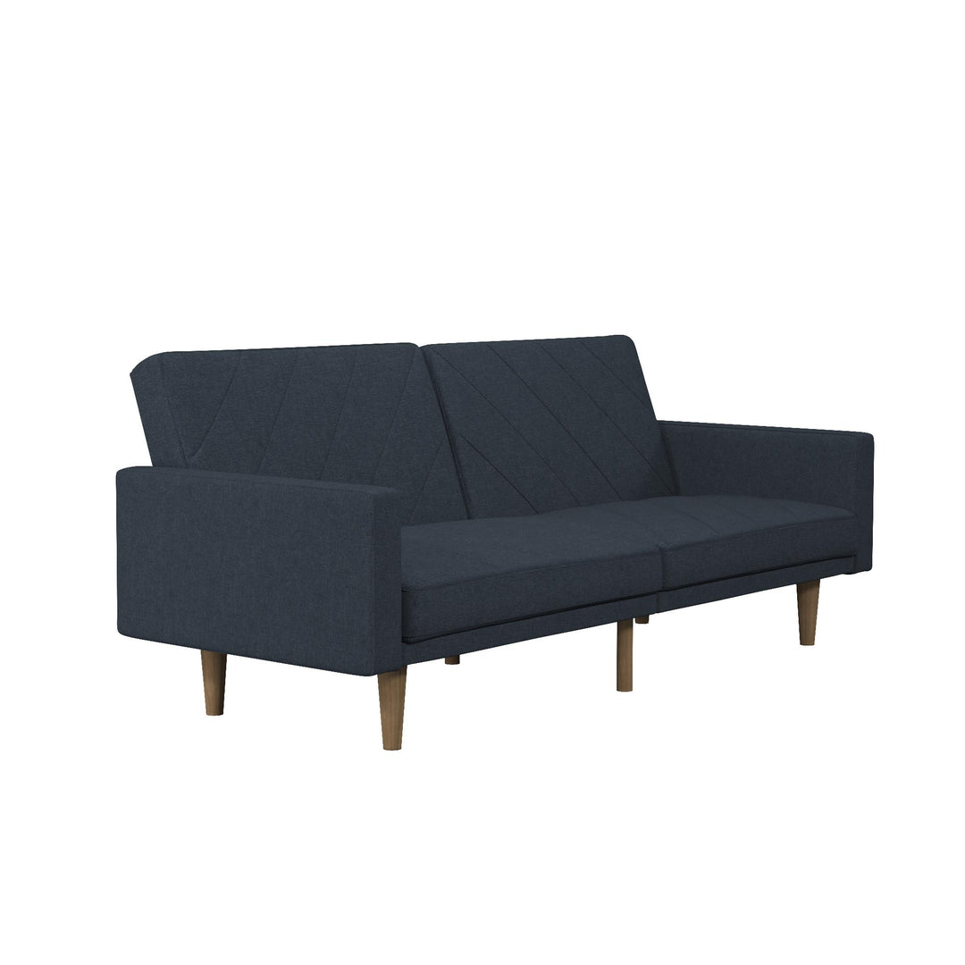 Paxson Futon with Solid Wood Legs and Diagonal Design - Navy