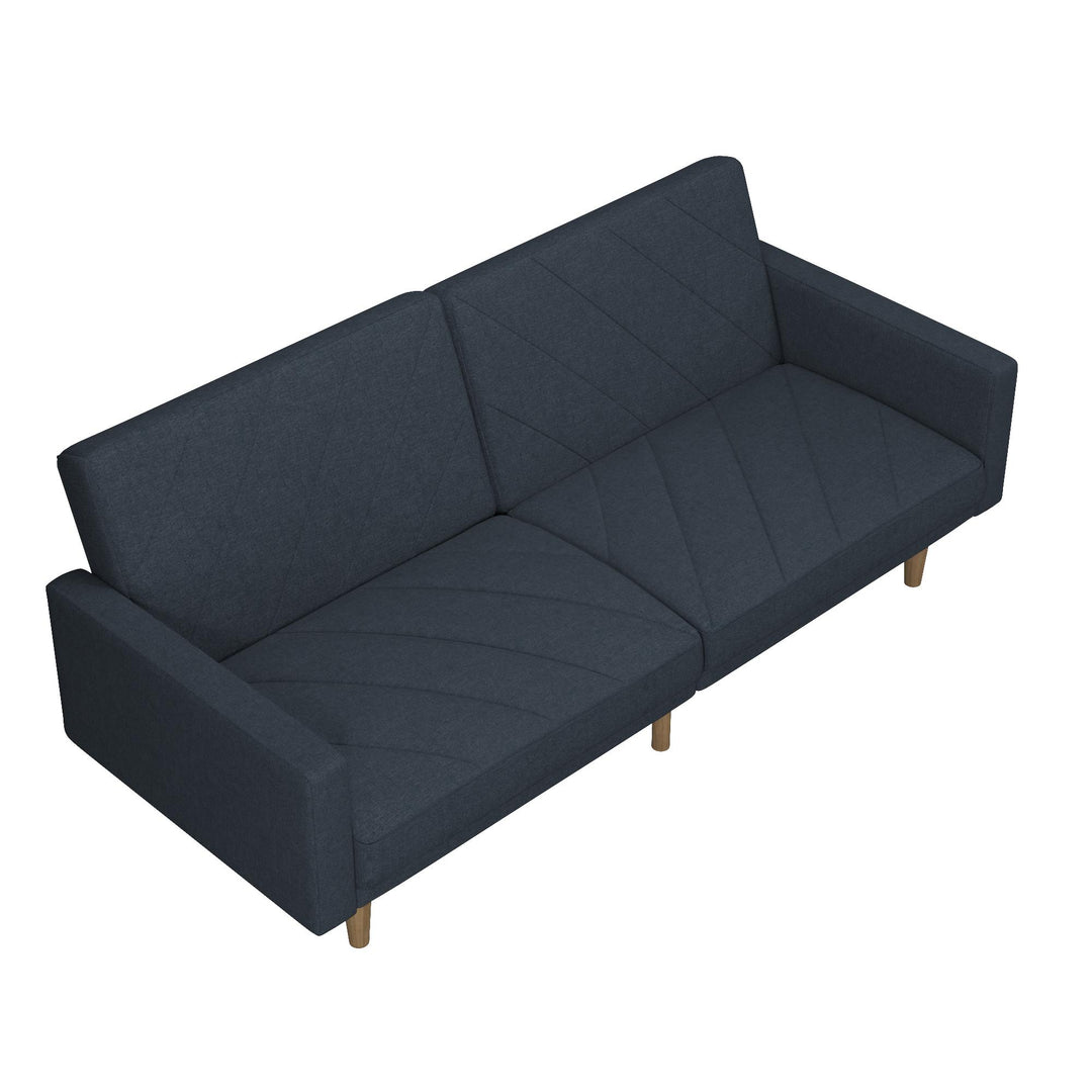 Paxson Futon with Solid Wood Legs and Diagonal Design - Navy