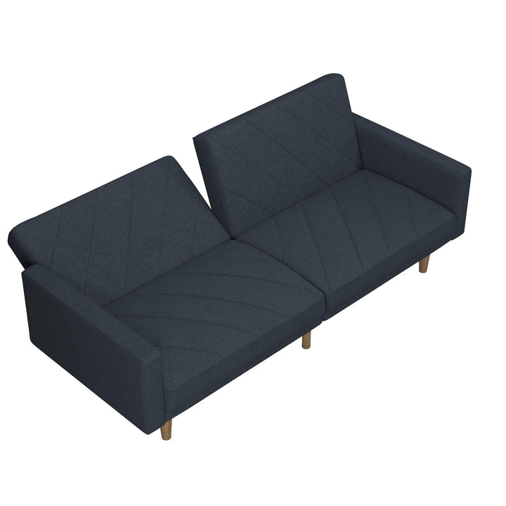 Paxson Futon with Solid Wood Legs and Diagonal Design - Navy