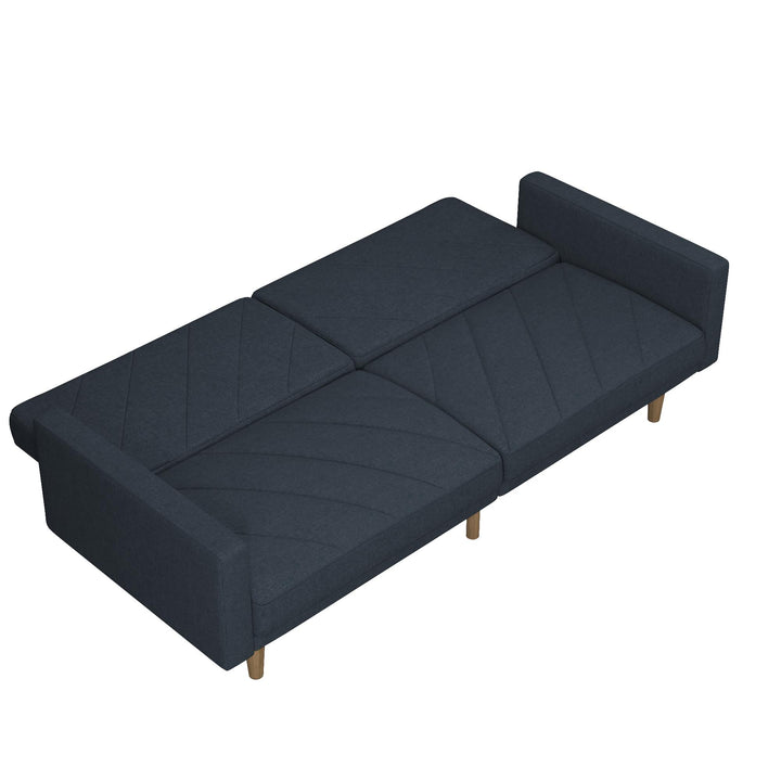 Paxson Futon with Solid Wood Legs and Diagonal Design - Navy