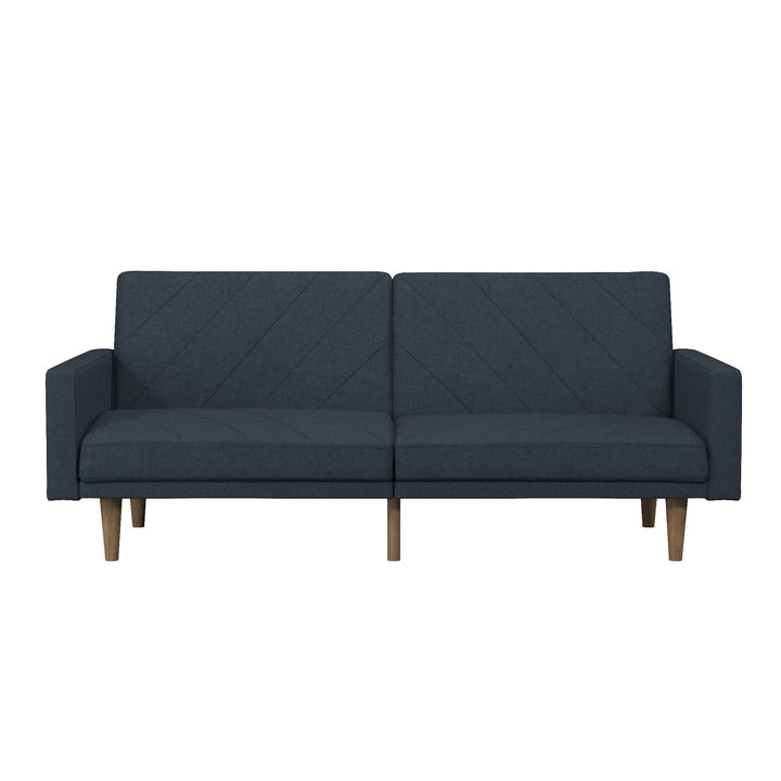 Paxson Futon with Solid Wood Legs and Diagonal Design - Navy