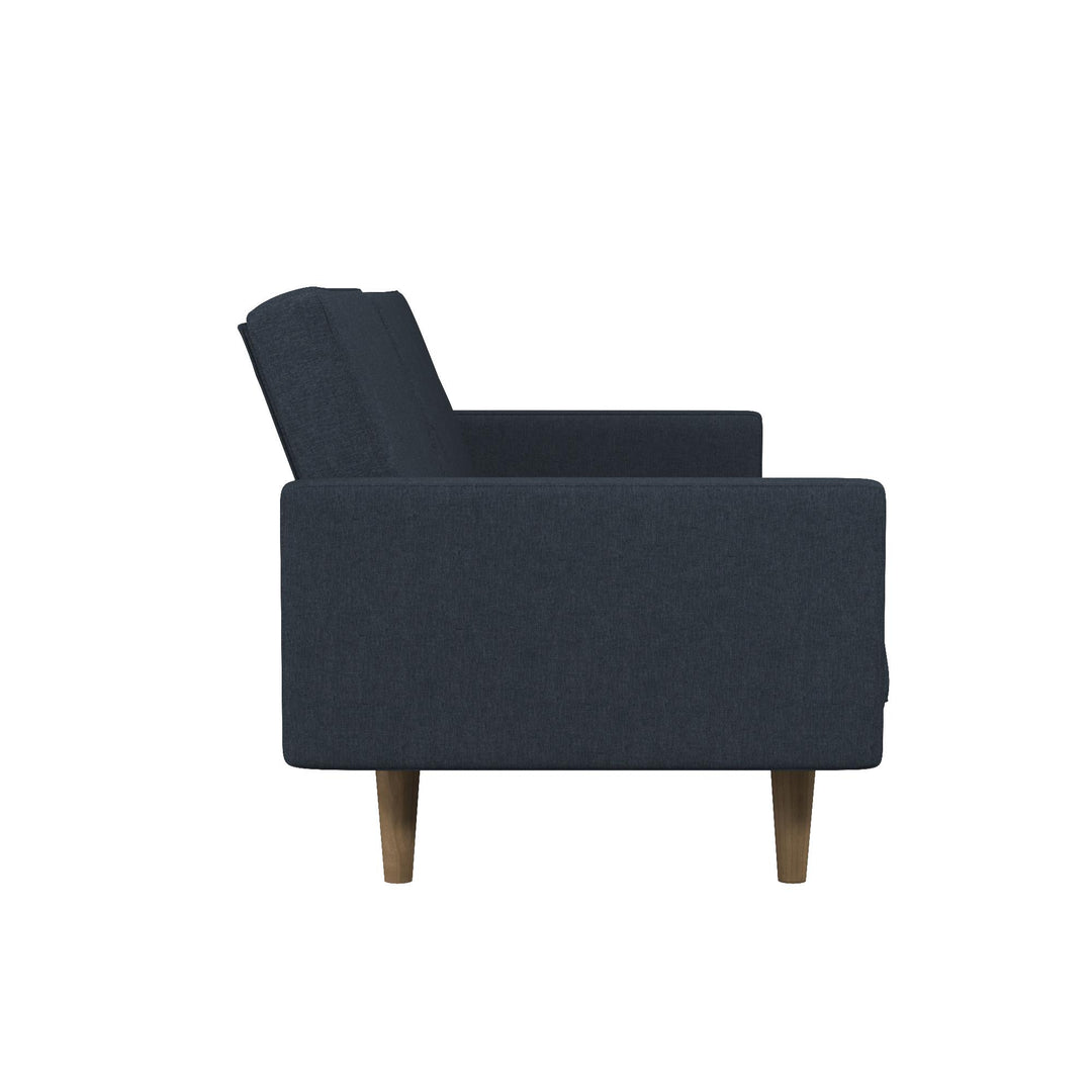 Paxson Futon with Solid Wood Legs and Diagonal Design - Navy