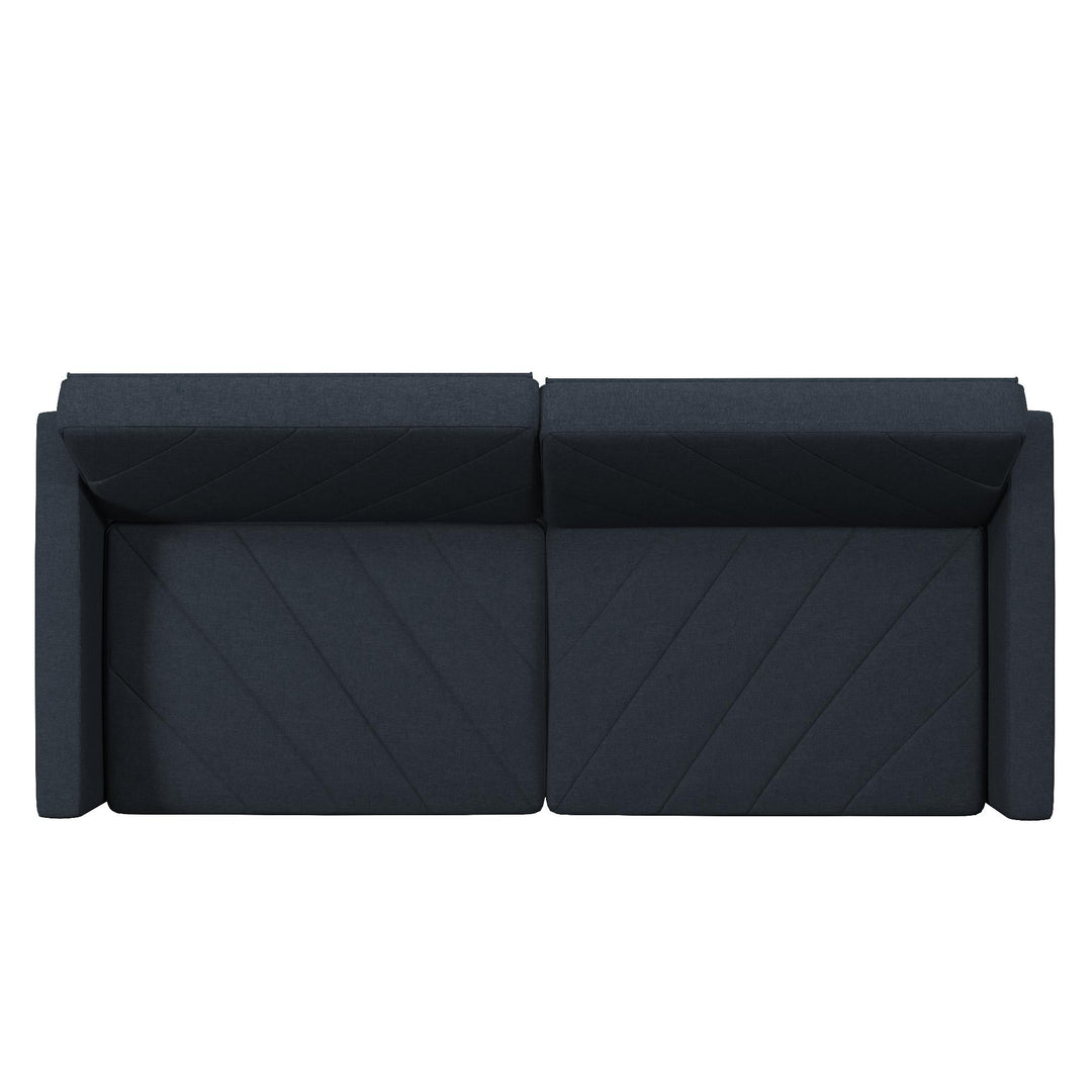 Paxson Futon with Solid Wood Legs and Diagonal Design - Navy