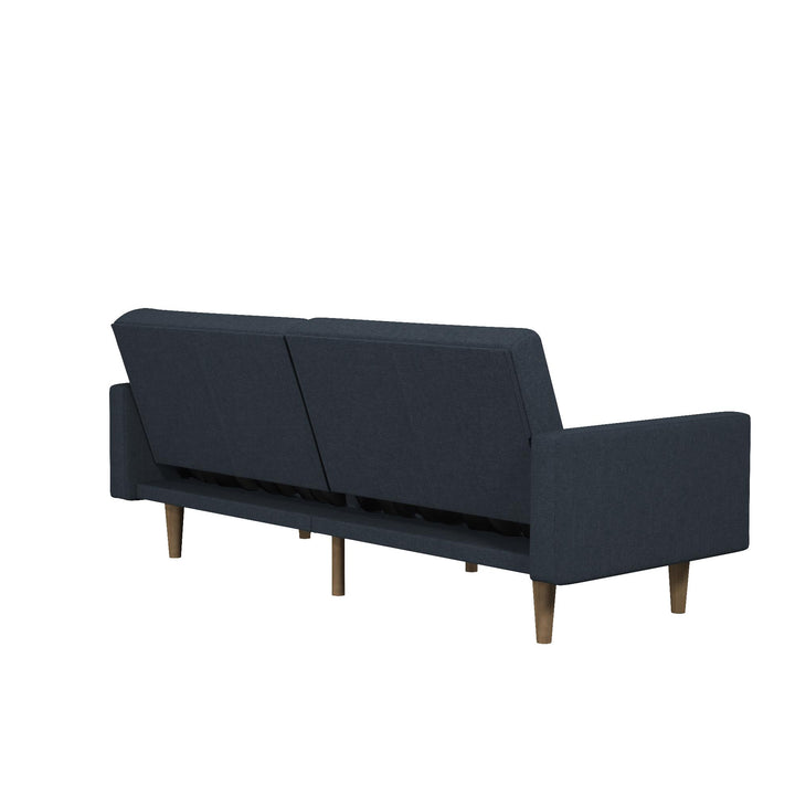 Paxson Futon with Solid Wood Legs and Diagonal Design - Navy