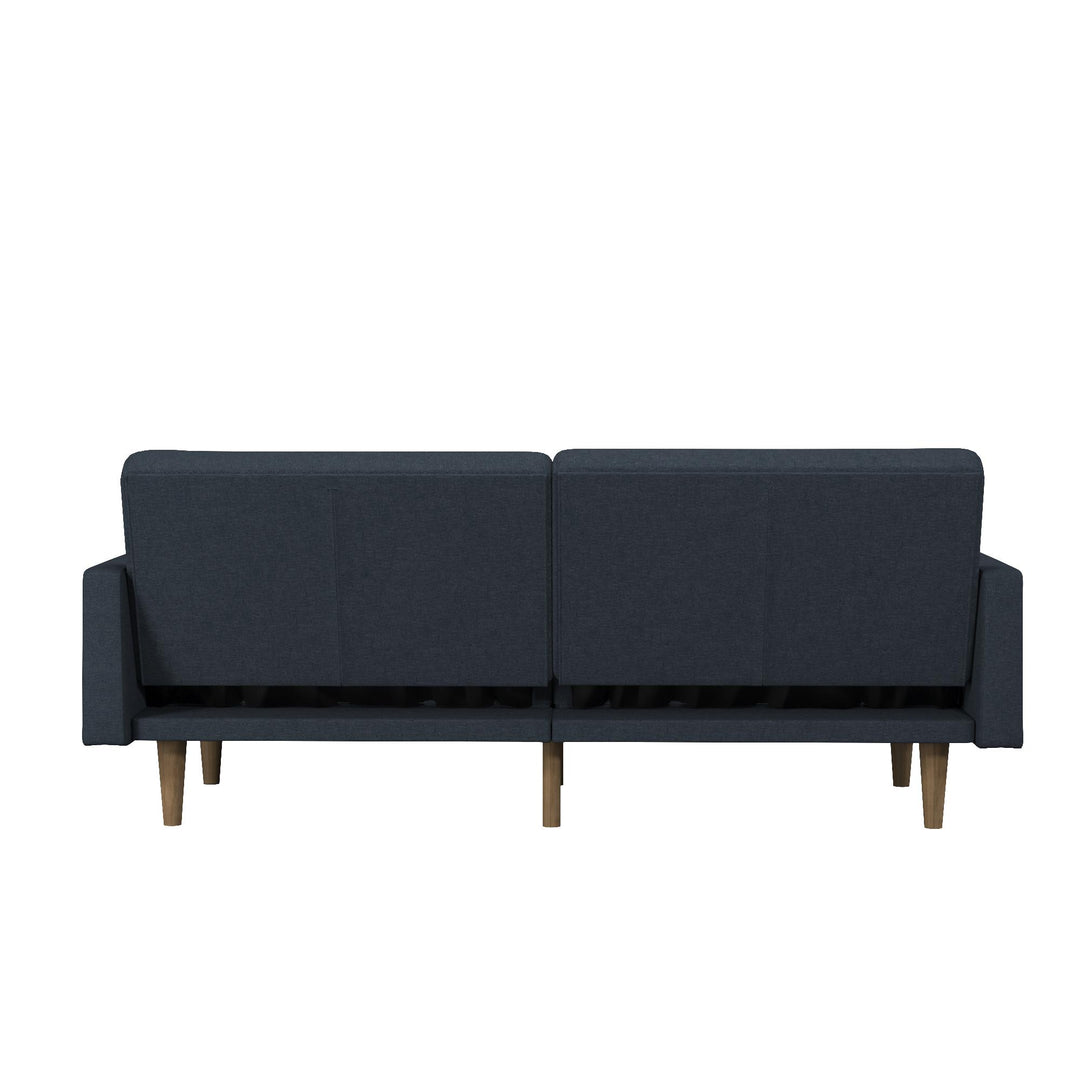 Paxson Futon with Solid Wood Legs and Diagonal Design - Navy