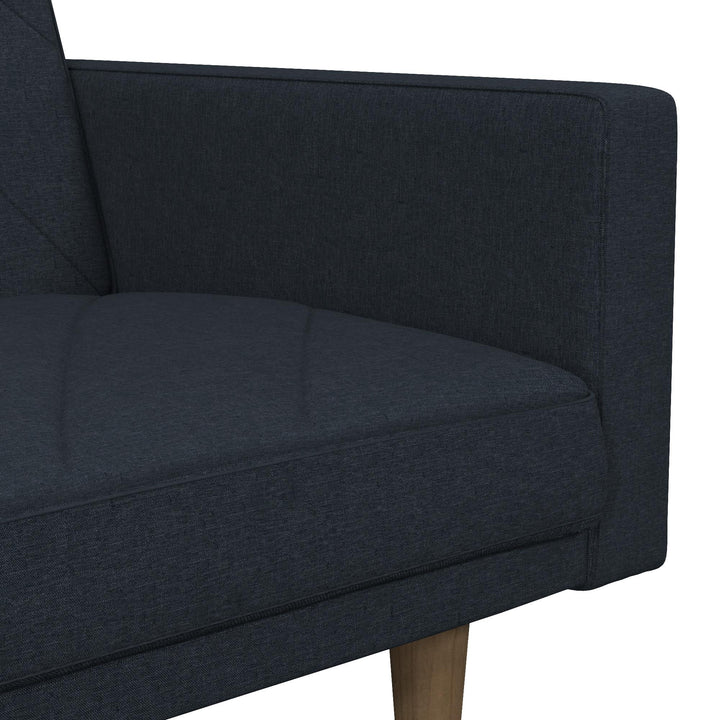 Paxson Futon with Solid Wood Legs and Diagonal Design - Navy