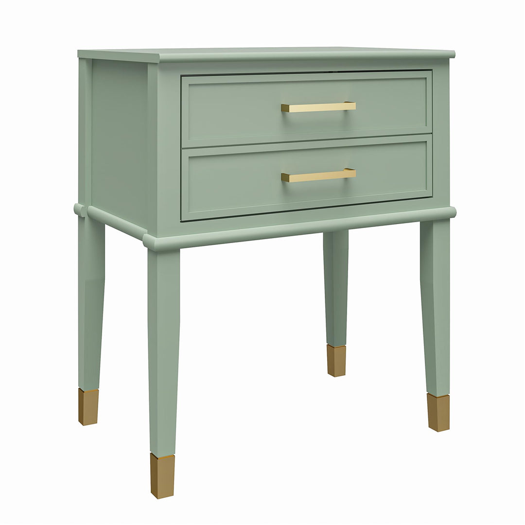 Westerleigh 2 Drawer Nightstand with Gold Accents - Pale Green