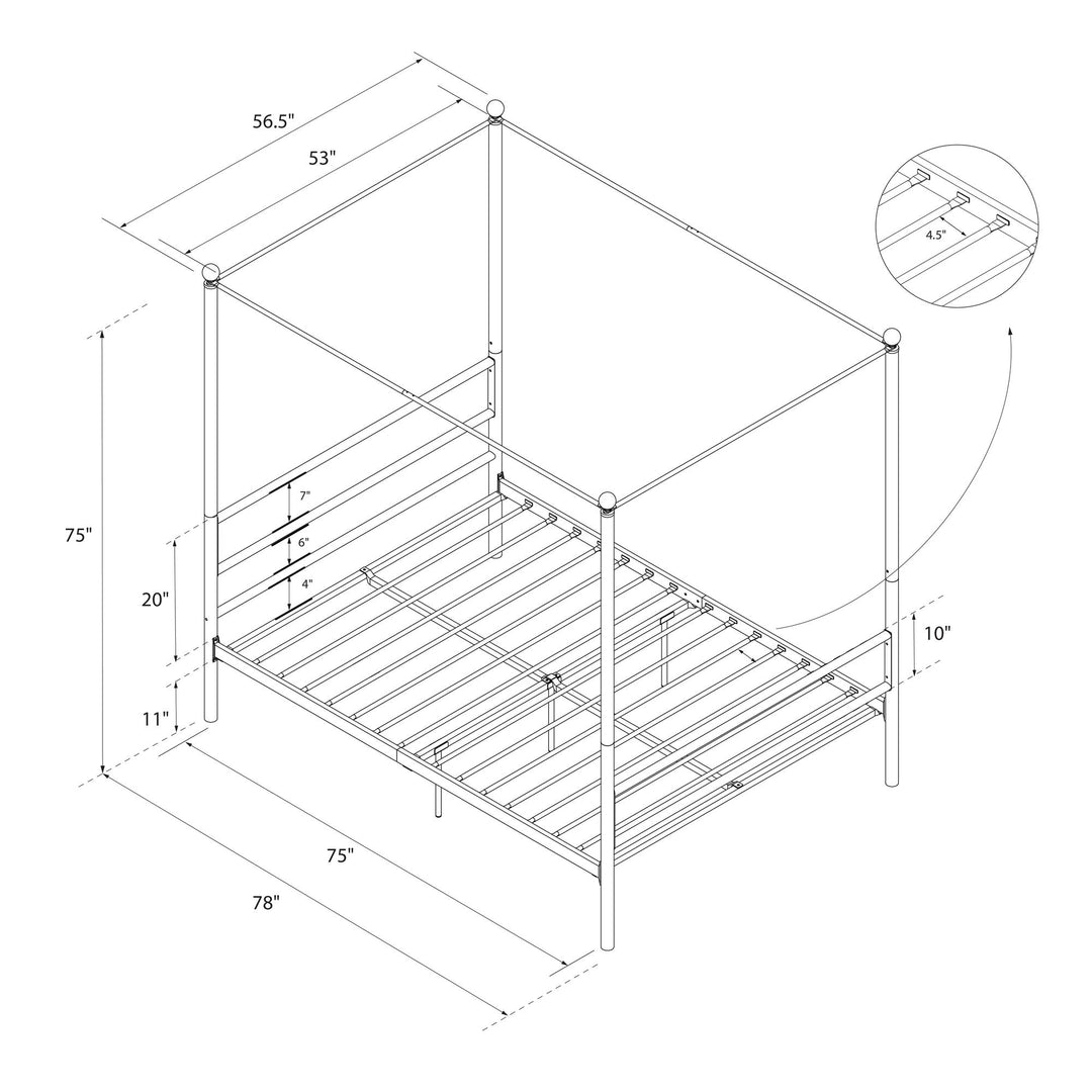 Layla Canopy Bed - Gold - Full