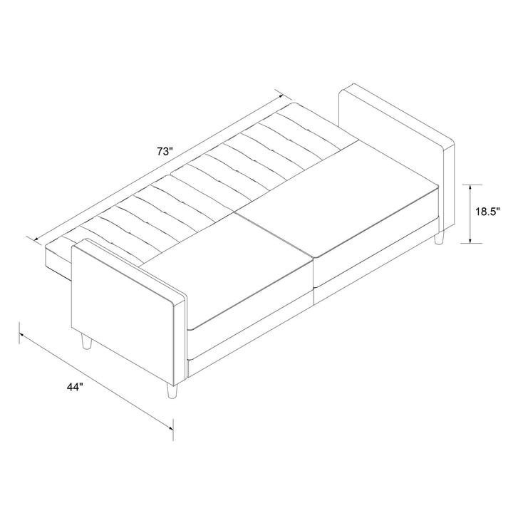 Pin Tufted Transitional Futon with Vertical Stitching and Button Tufting - Mustard